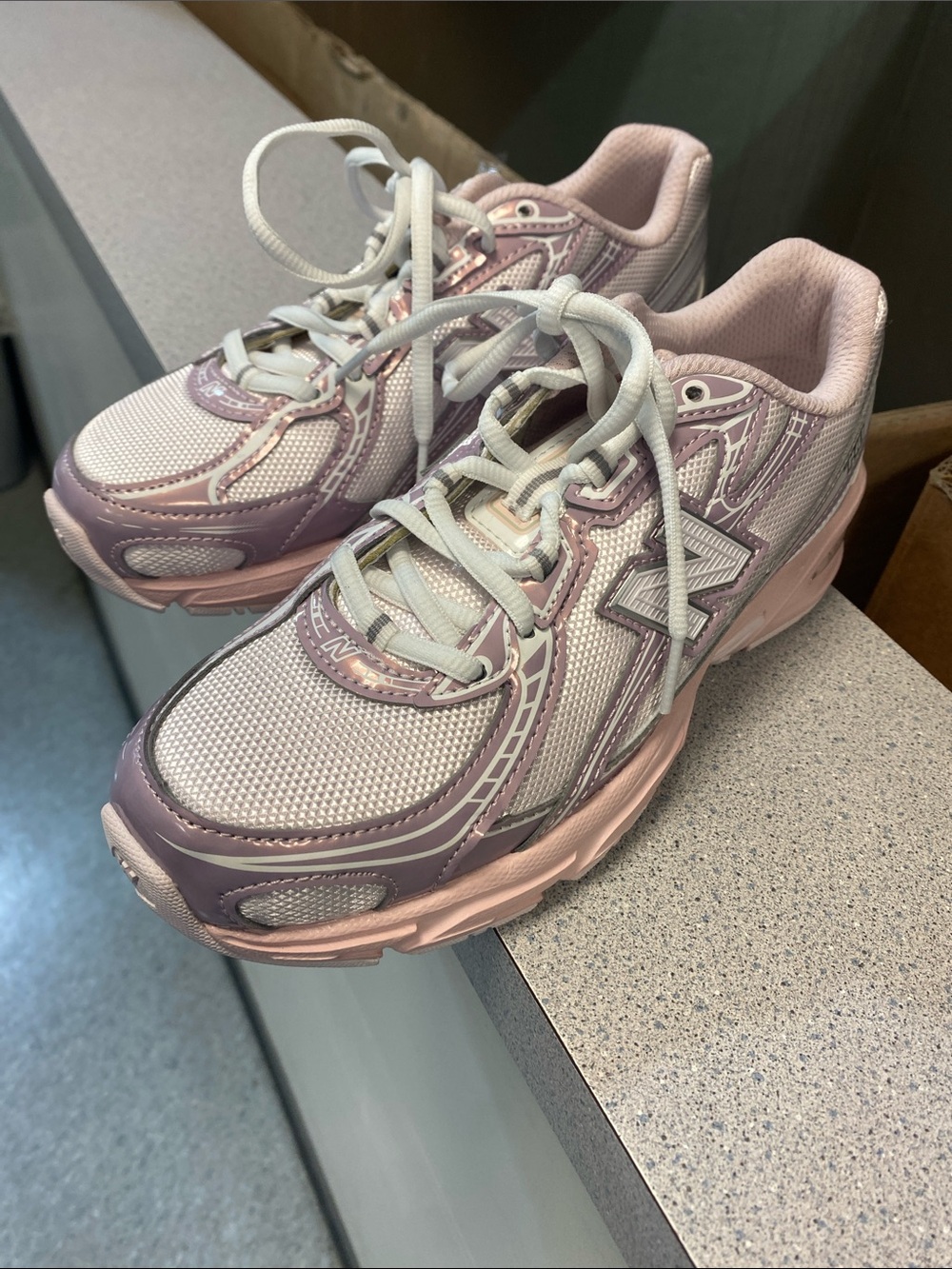 New Balance Women’s Athletic Sneakers in Light Pink and White